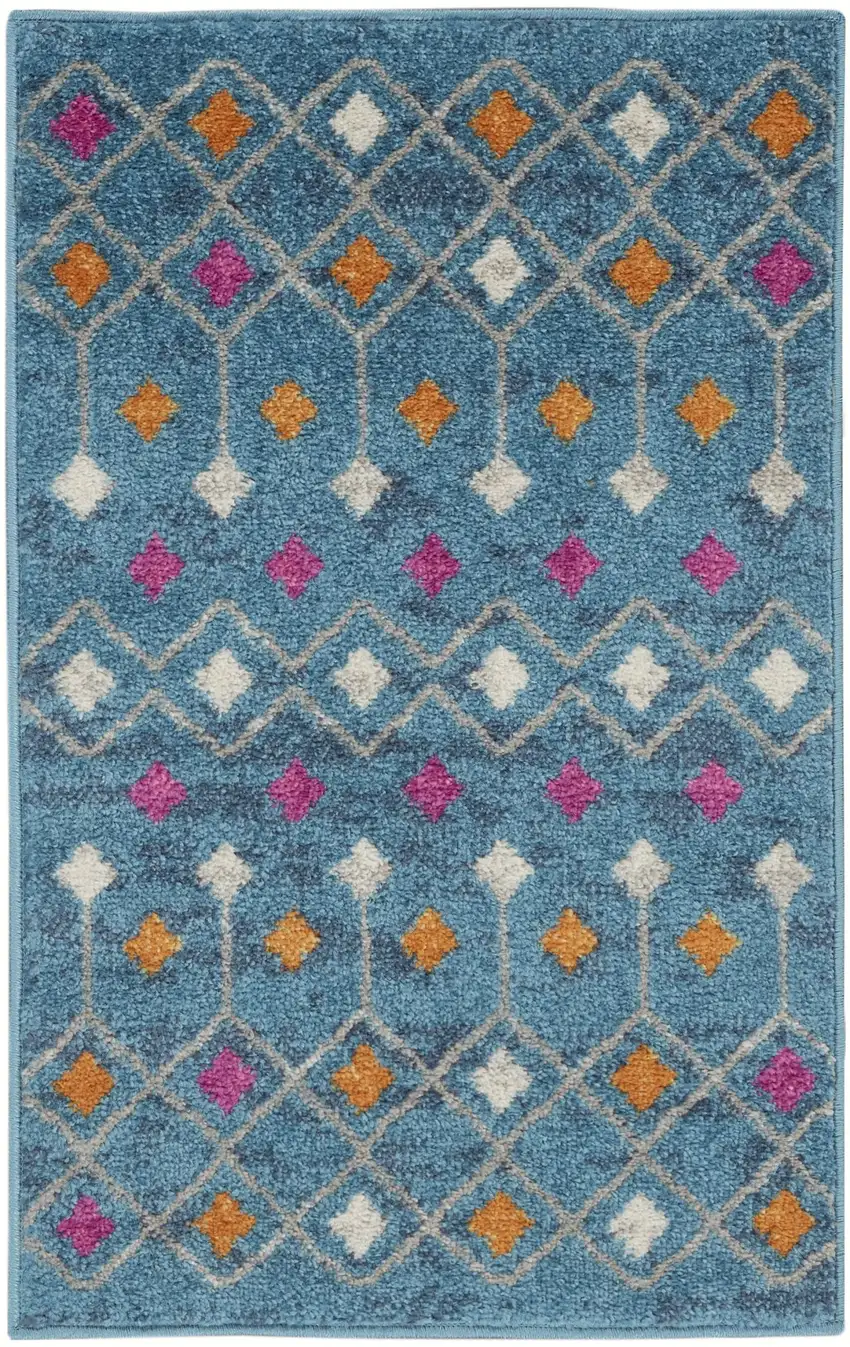 Blue Jewels Geometric Scatter Rug Photo 1