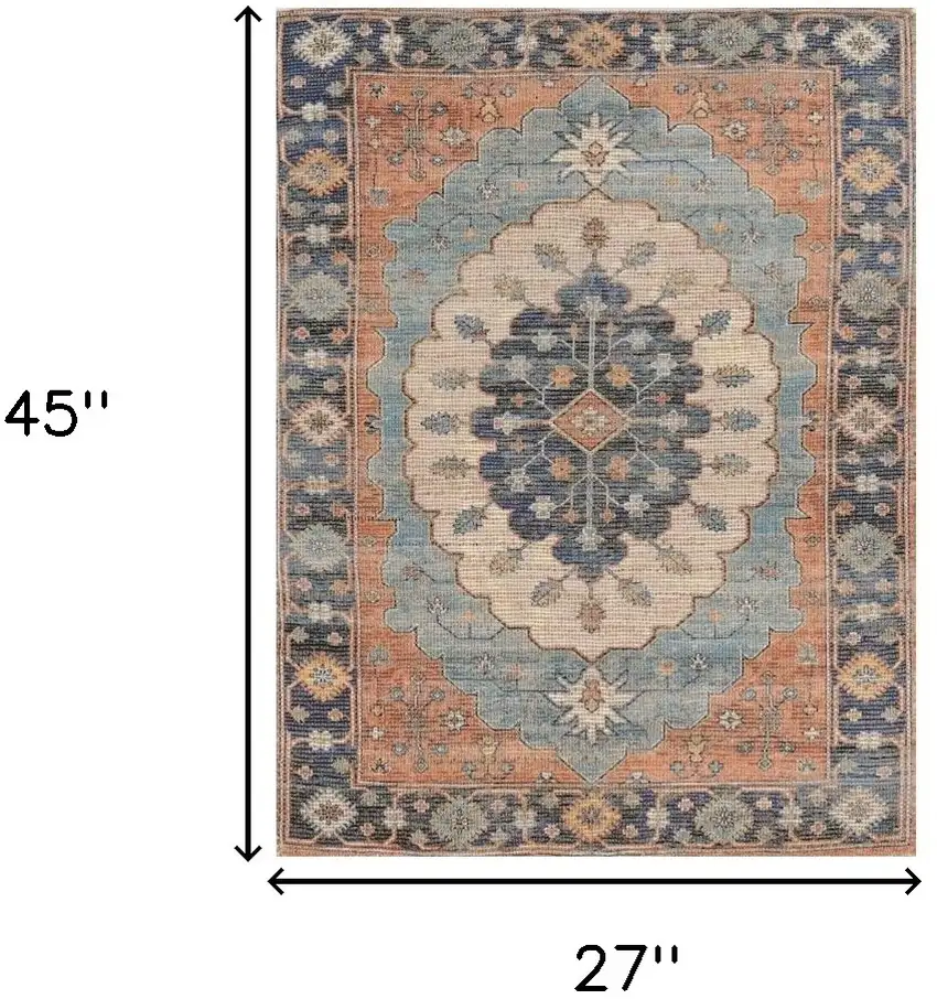 Blue Jute Or Polyester Area Rug Photo 3