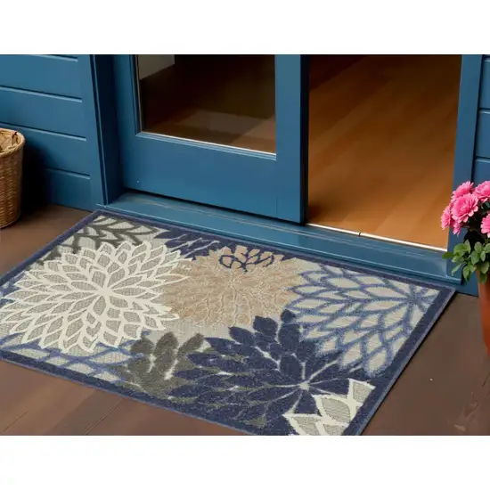 Blue And Gray Indoor Outdoor Area Rug Photo 2