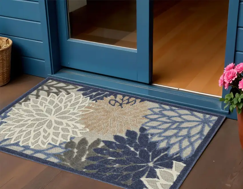 Blue And Gray Indoor Outdoor Area Rug Photo 2