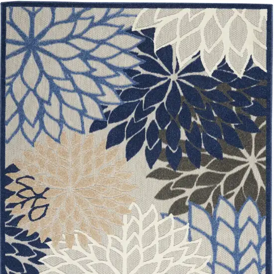 Blue Large Floral Indoor Outdoor Area Rug Photo 9