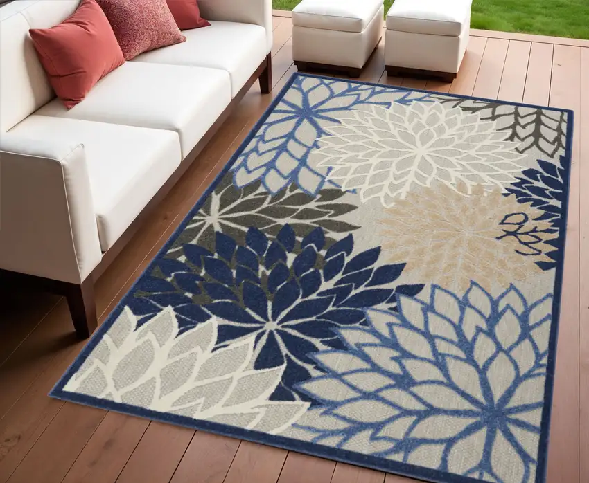 Blue And Gray Indoor Outdoor Area Rug Photo 2