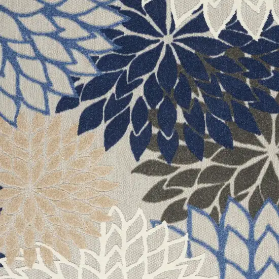 Blue Large Floral Indoor Outdoor Area Rug Photo 8