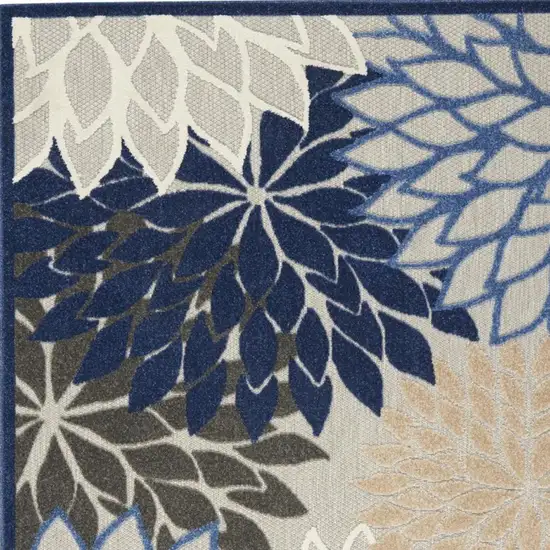Blue And Gray Floral Indoor Outdoor Area Rug Photo 3