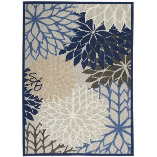 Blue And Gray Floral Indoor Outdoor Area Rug Photo 7