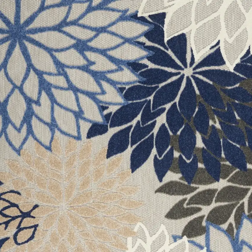 Blue Large Floral Indoor Outdoor Area Rug Photo 8