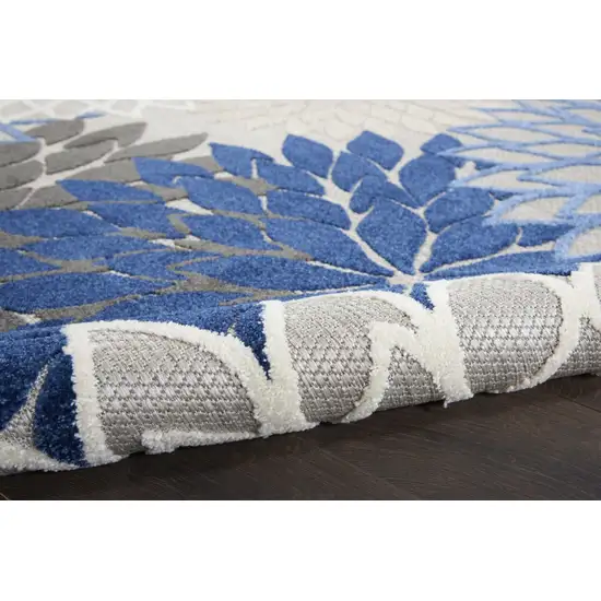 Blue Large Floral Indoor Outdoor Area Rug Photo 5