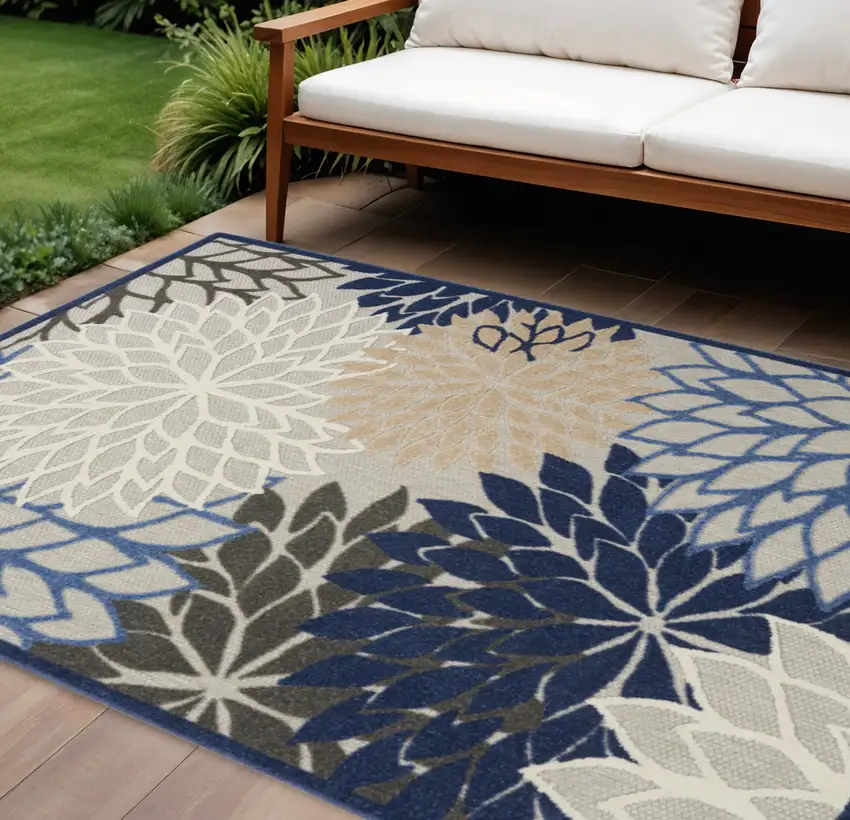 Blue And Gray Indoor Outdoor Area Rug Photo 2