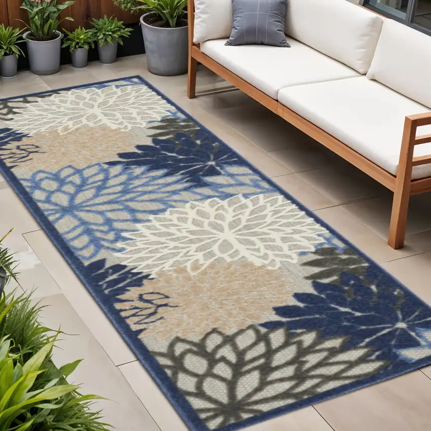 8' Blue And Gray Indoor Outdoor Area Rug Photo 2