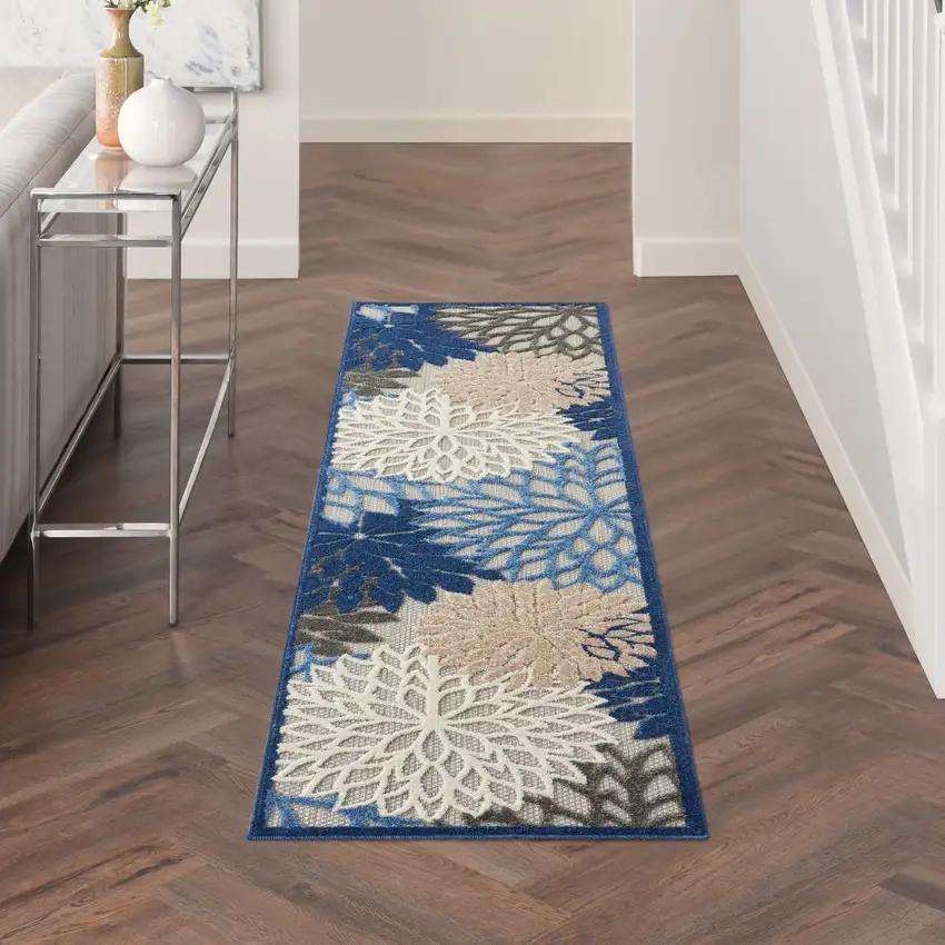 8' Blue And Gray Indoor Outdoor Area Rug Photo 4