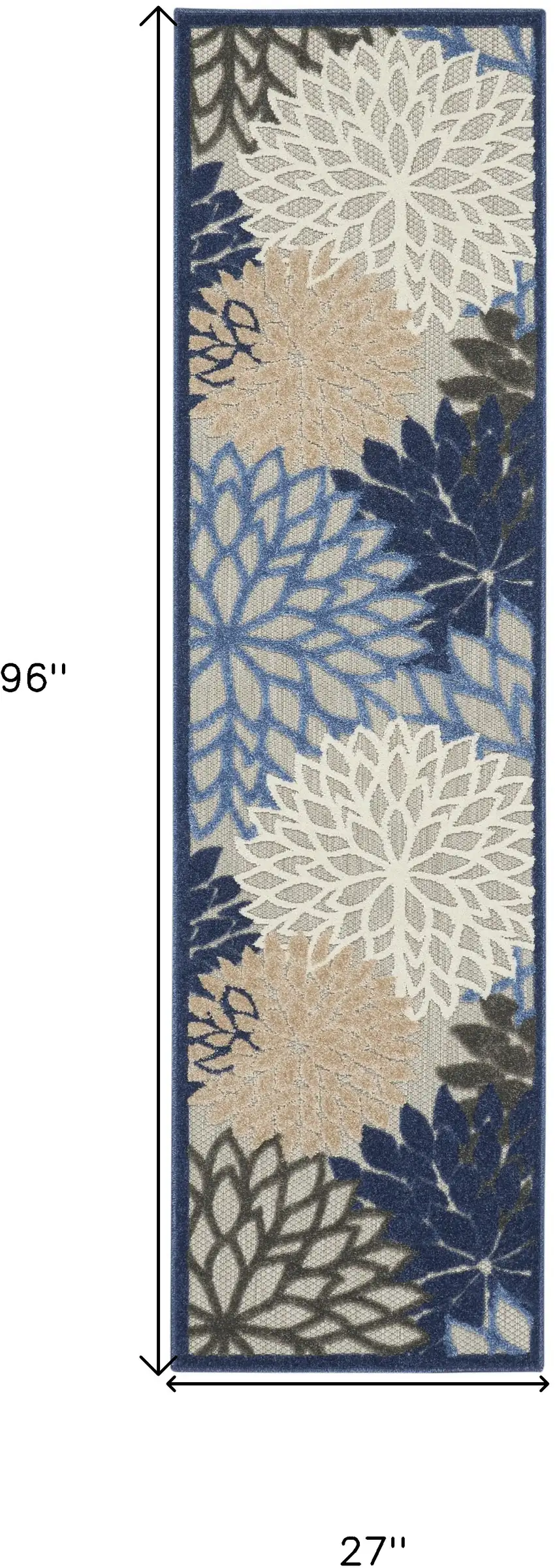 Blue And Gray Floral Indoor Outdoor Area Rug Photo 8