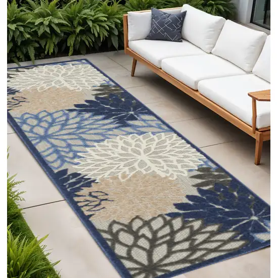 10' Blue And Gray Indoor Outdoor Area Rug Photo 2