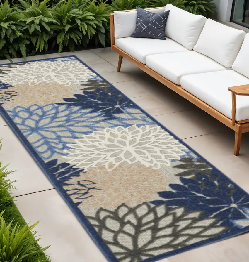 10' Blue And Gray Indoor Outdoor Area Rug Photo 2
