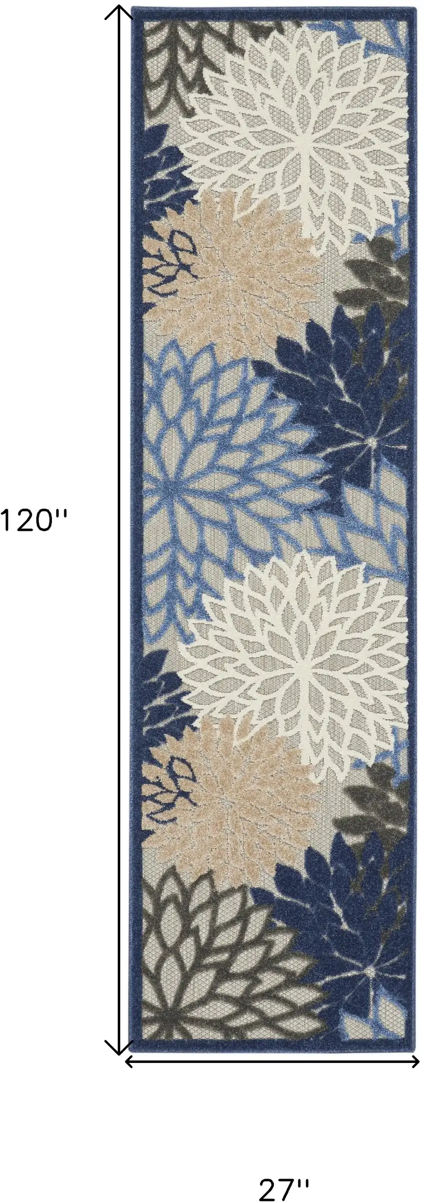 Blue And Gray Floral Indoor Outdoor Area Rug Photo 8