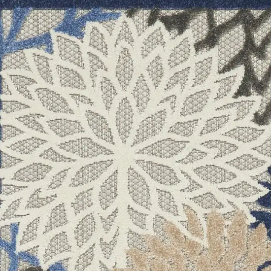 12' Blue And Gray Indoor Outdoor Runner Rug Photo 3