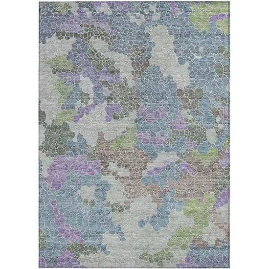 Blue Lavender And Brown Geometric Washable Indoor Outdoor Area Rug Photo 3