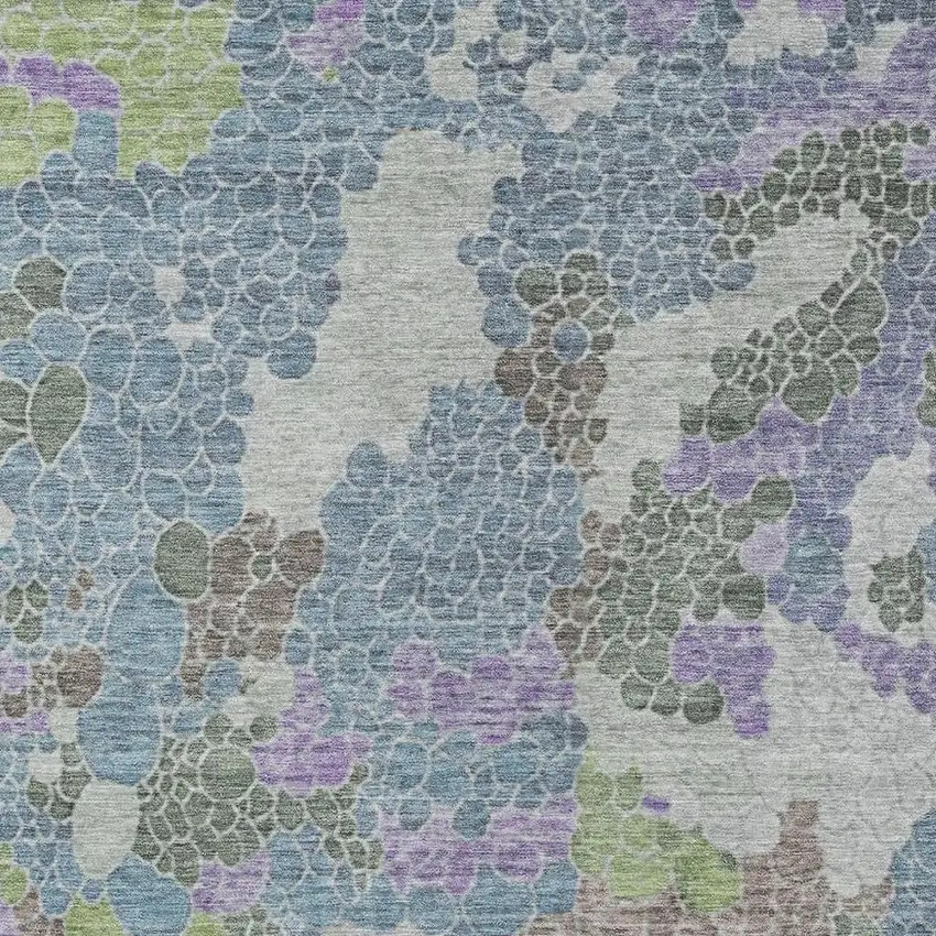 Blue Lavender And Brown Geometric Washable Indoor Outdoor Area Rug Photo 4