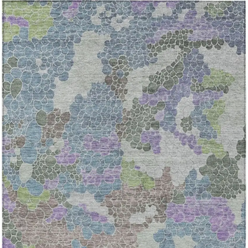 Blue Lavender And Brown Geometric Washable Indoor Outdoor Area Rug Photo 4