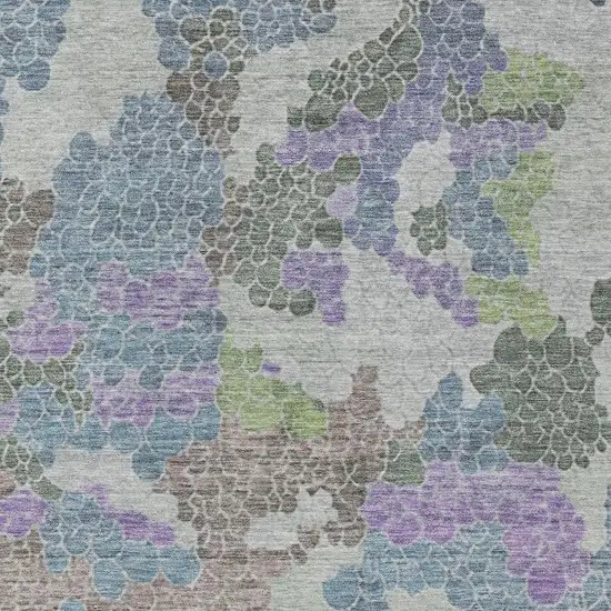 Blue Lavender And Brown Geometric Washable Indoor Outdoor Area Rug Photo 3