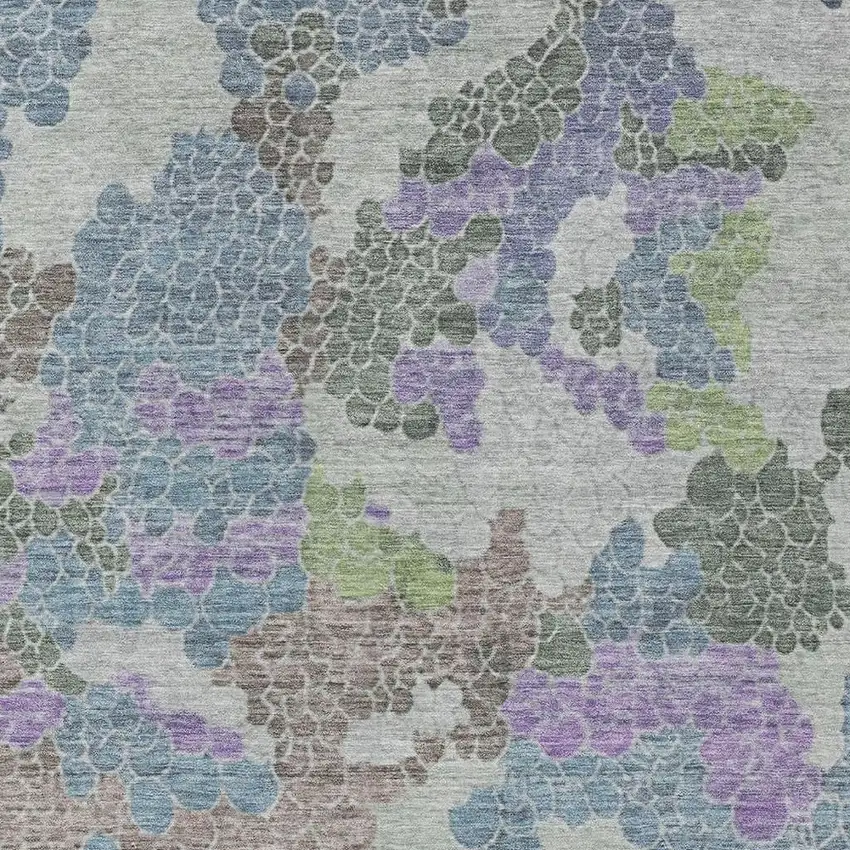 Blue Lavender And Brown Geometric Washable Indoor Outdoor Area Rug Photo 3