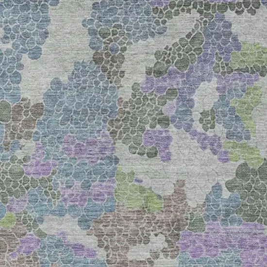 Blue Lavender And Brown Geometric Washable Indoor Outdoor Area Rug Photo 3