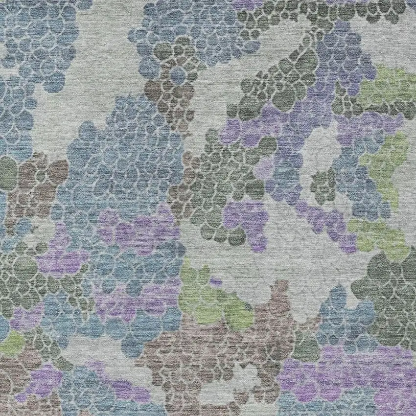 Blue Lavender And Brown Geometric Washable Indoor Outdoor Area Rug Photo 3