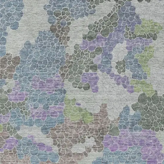 Blue Lavender And Brown Geometric Washable Indoor Outdoor Area Rug Photo 4