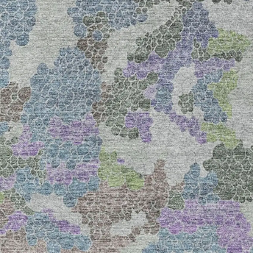 Blue Lavender And Brown Geometric Washable Indoor Outdoor Area Rug Photo 4