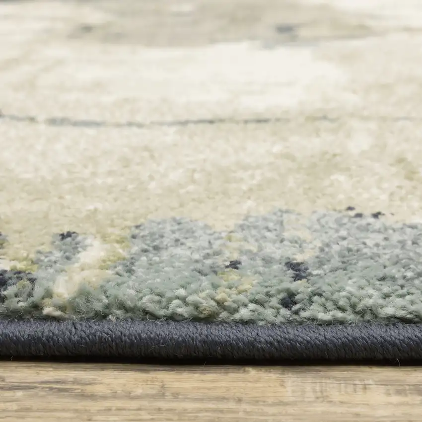 Blue Light Blue Grey Sage Beige And Ivory Abstract Power Loom Stain Resistant Area Rug Photo 9