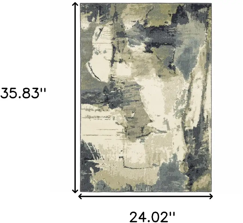 Blue Light Blue Grey Sage Beige And Ivory Abstract Power Loom Stain Resistant Area Rug Photo 10
