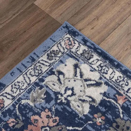 Blue Light Blue Pink Yellow Light Gray And Gray Medallion Area Rug Photo 4