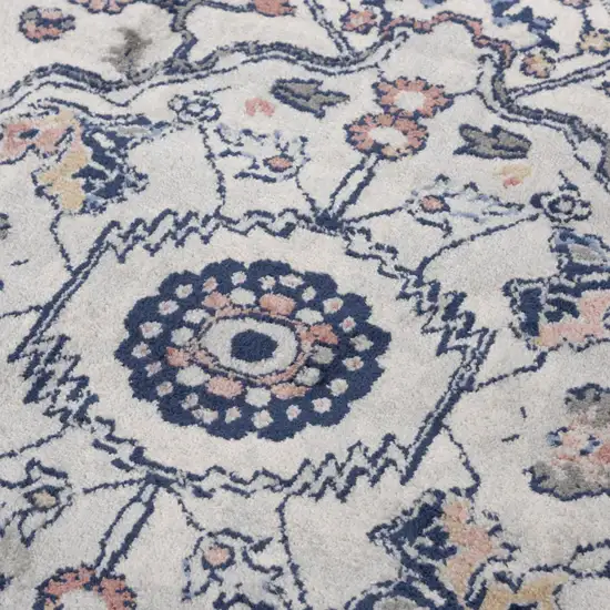 Blue Light Blue Pink Yellow Light Gray And Gray Medallion Area Rug Photo 1