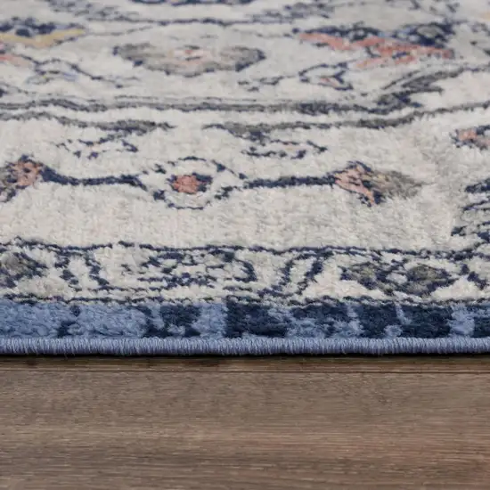 Blue Light Blue Pink Yellow Light Gray And Gray Medallion Area Rug Photo 5