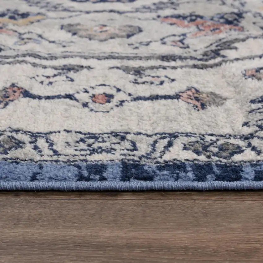 Blue Light Blue Pink Yellow Light Gray And Gray Medallion Area Rug Photo 5