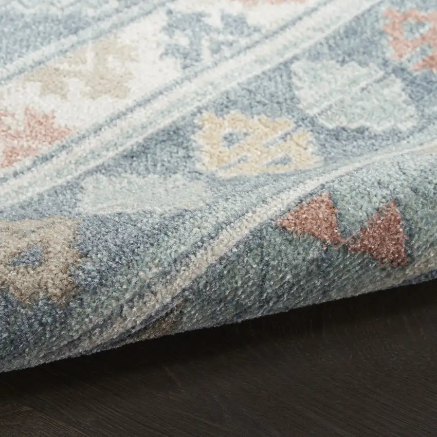 Blue Light Blue and Orange Geometric Flatweave Area Rug Photo 6