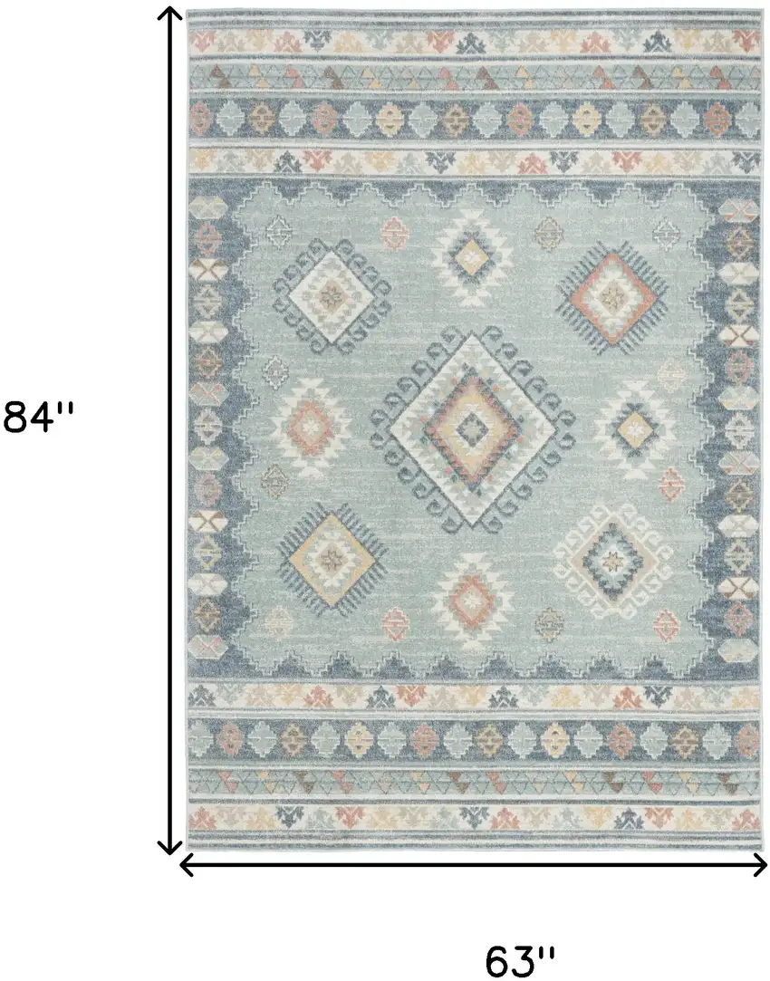Blue Light Blue and Orange Geometric Flatweave Area Rug Photo 3