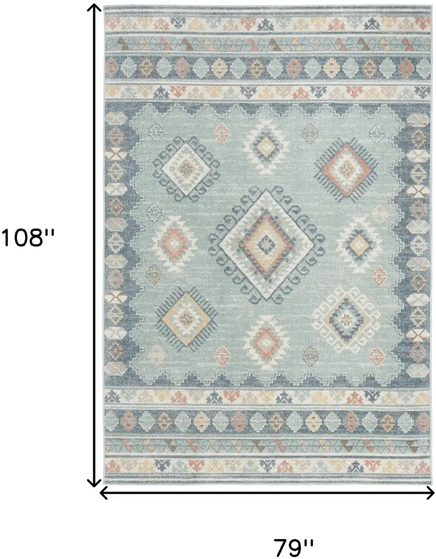 Blue Light Blue and Orange Geometric Flatweave Area Rug Photo 3