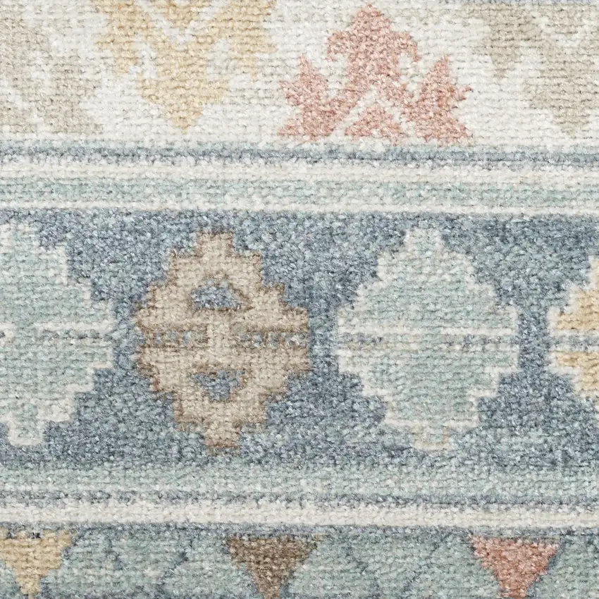 Blue Light Blue and Orange Geometric Flatweave Area Rug Photo 3