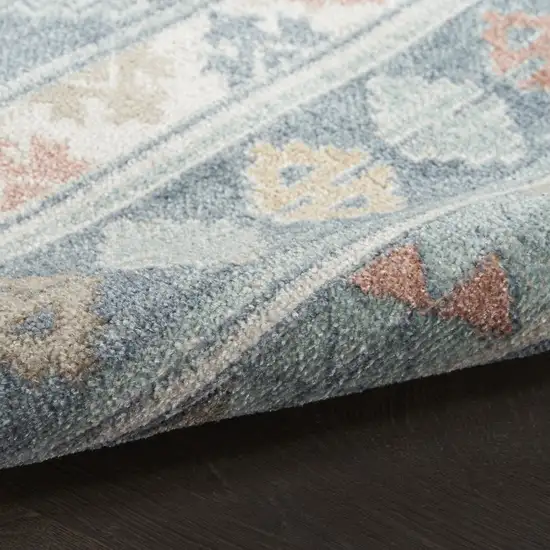 Blue Light Blue and Orange Geometric Flatweave Area Rug Photo 9