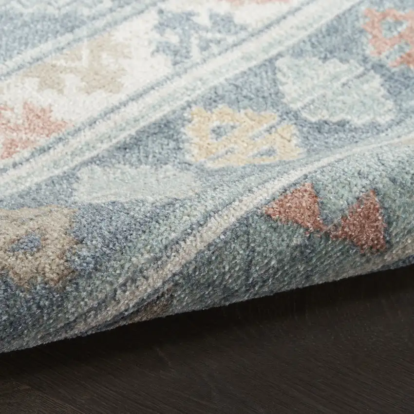 Blue Light Blue and Orange Geometric Flatweave Area Rug Photo 9