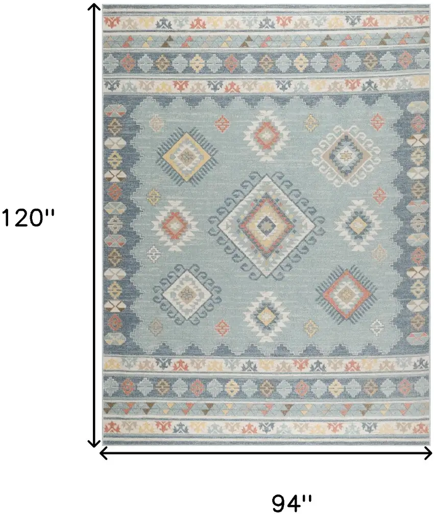 Blue Light Blue and Orange Geometric Flatweave Area Rug Photo 3
