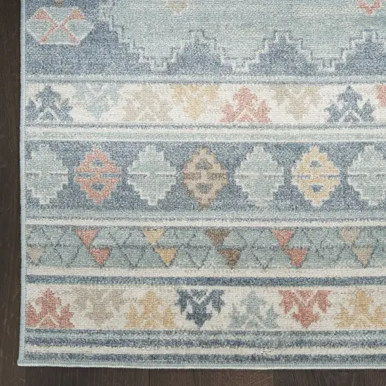 Blue Light Blue and Orange Geometric Flatweave Area Rug Photo 8