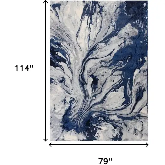 Blue Machine Woven Abstract Watercolor Indoor Area Rug Photo 3