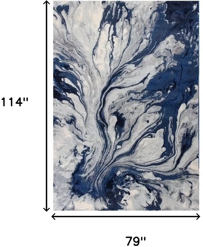 Blue Machine Woven Abstract Watercolor Indoor Area Rug Photo 3
