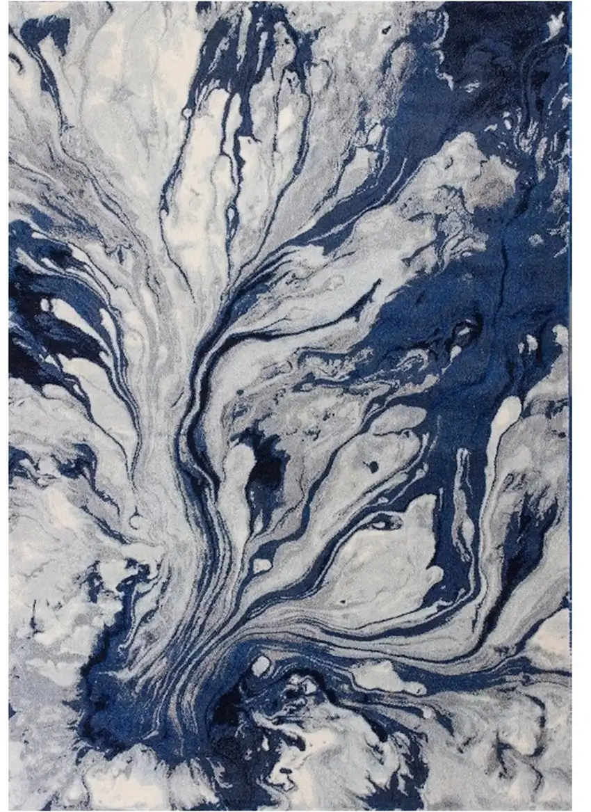 Blue Machine Woven Abstract Watercolor Indoor Area Rug Photo 2