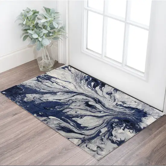 Blue Abstract Area Rug Photo 1