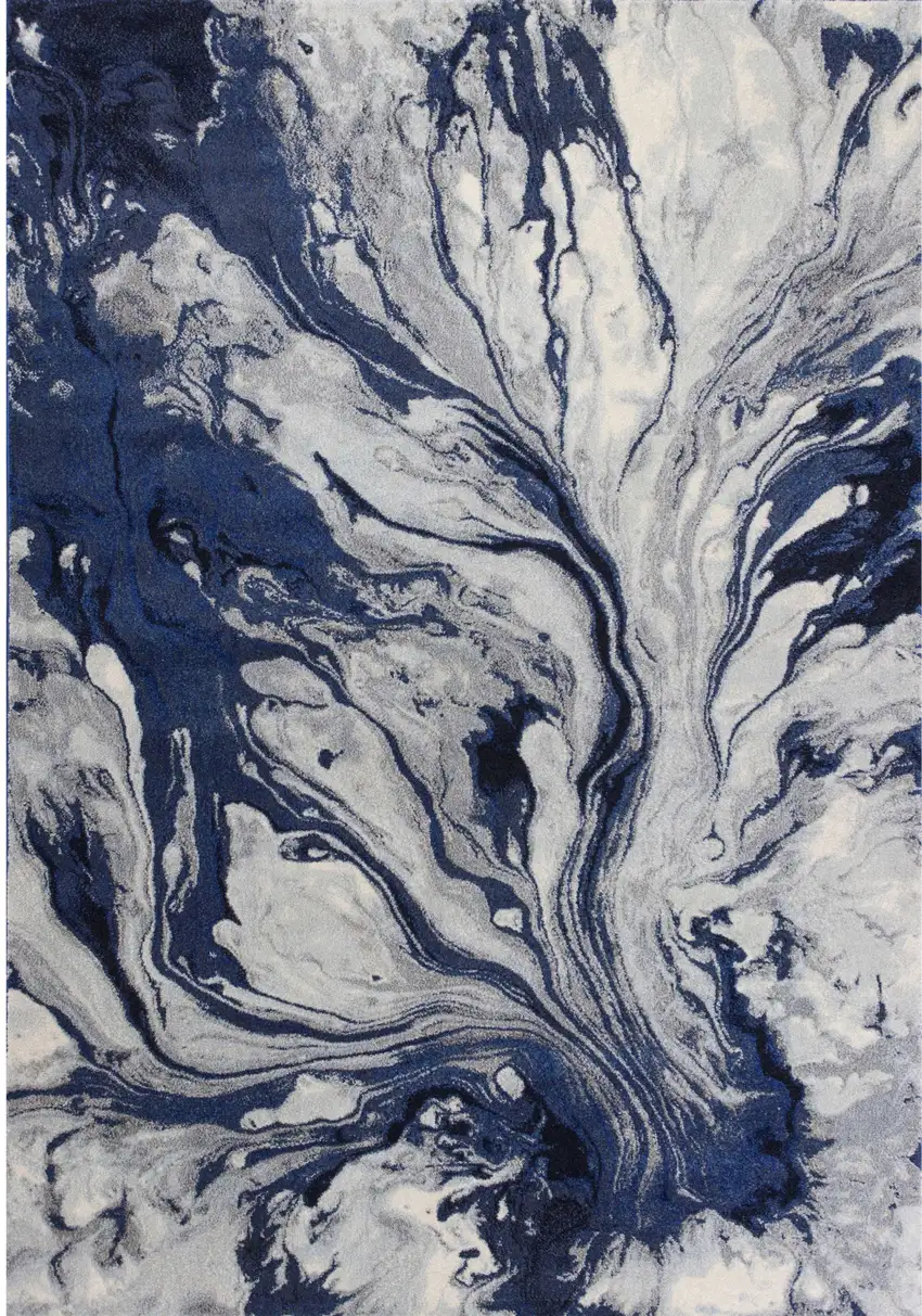 3'X5' Blue Machine Woven Abstract Watercolor Indoor Area Rug Photo 2