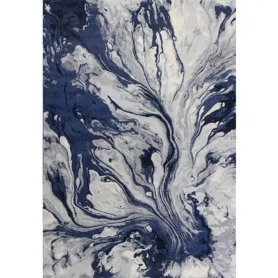 3'X5' Blue Machine Woven Abstract Watercolor Indoor Area Rug Photo 2