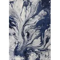 Photo of Blue Machine Woven Abstract Watercolor Indoor Area Rug