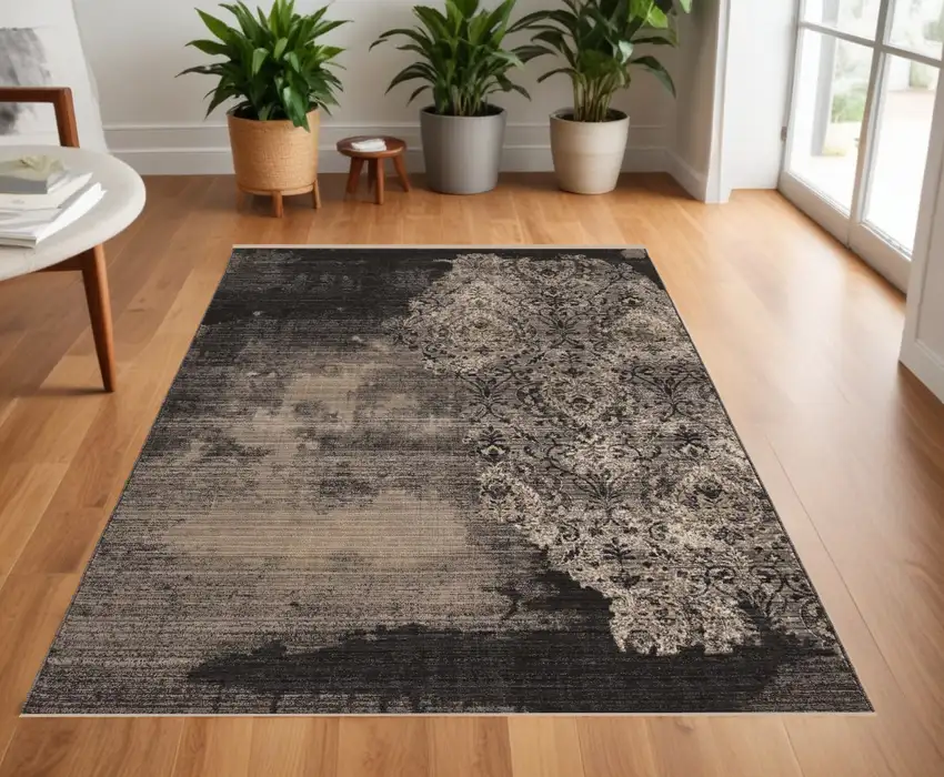 Blue Machine Woven Distressed Vintage Traditional Indoor Area Rug Photo 1